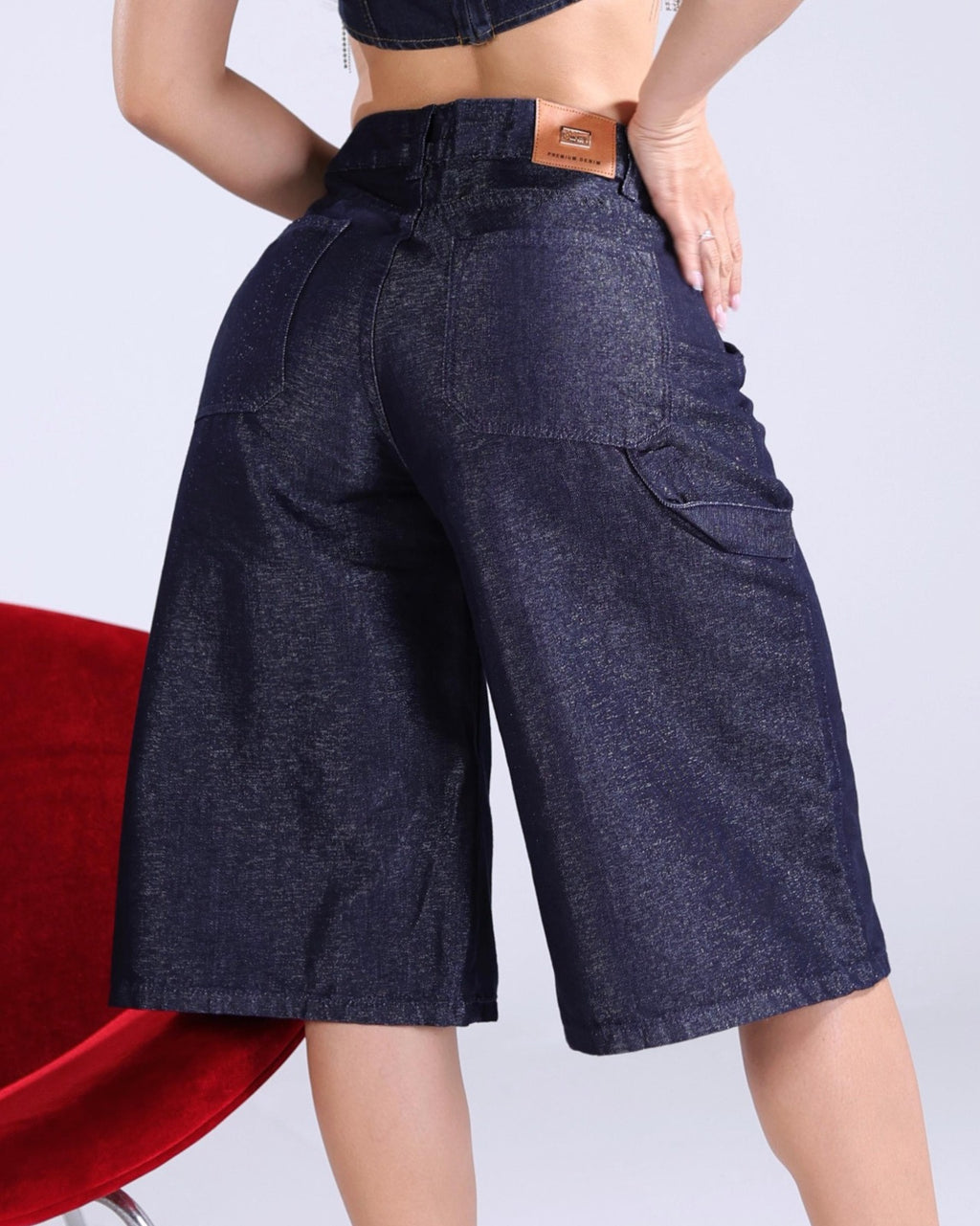Jorts Baggy Azul Oscuro - vista trasera