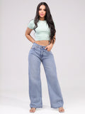 Set Crop Top Mint y Jeans Wide Leg para mujer