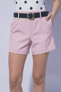 Pink Belted Tailored Shorts