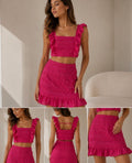 Conjunto Top y Falda Rosa Fucsia