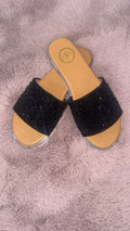 Black Rhinestone Slide Sandals