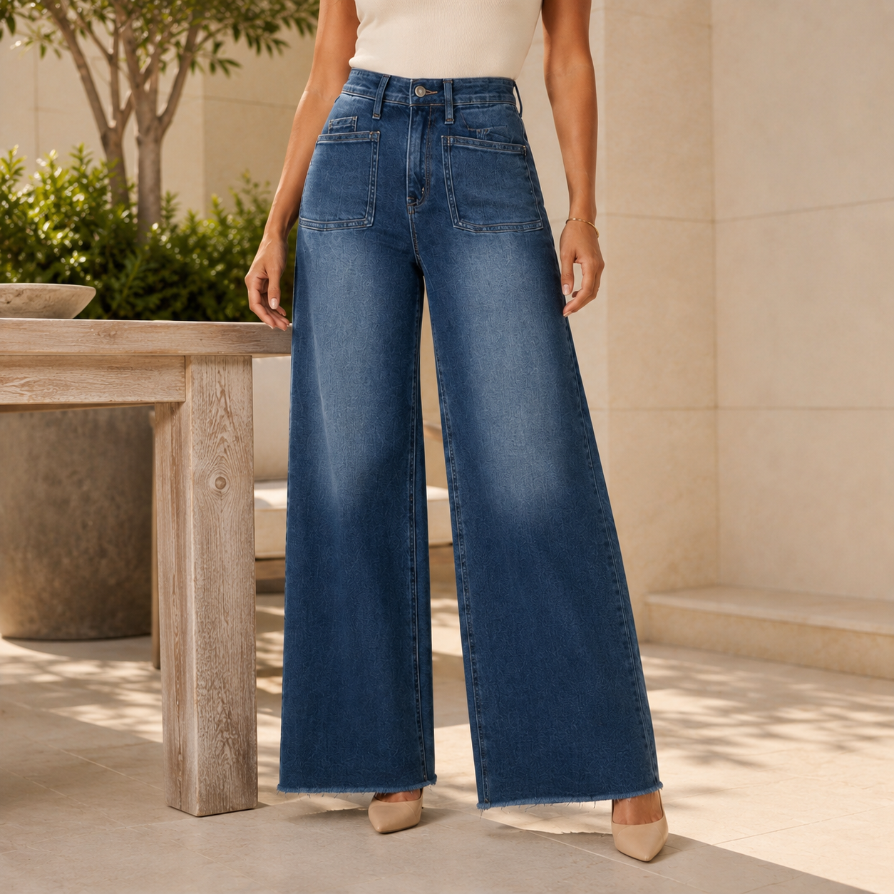 Jeans Wide Leg de Tiro Alto