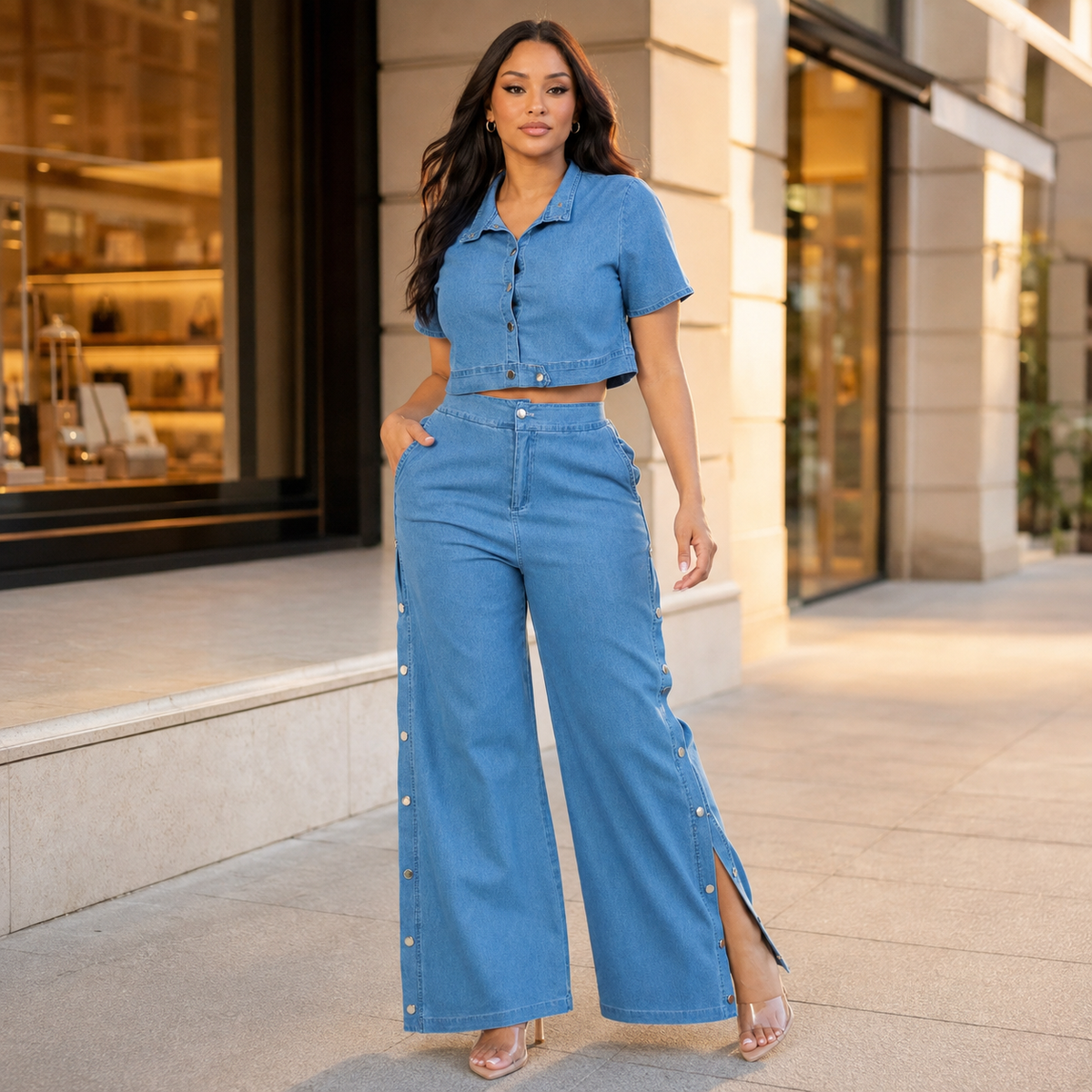 Conjunto Denim Azul Claro de Dos Piezas
