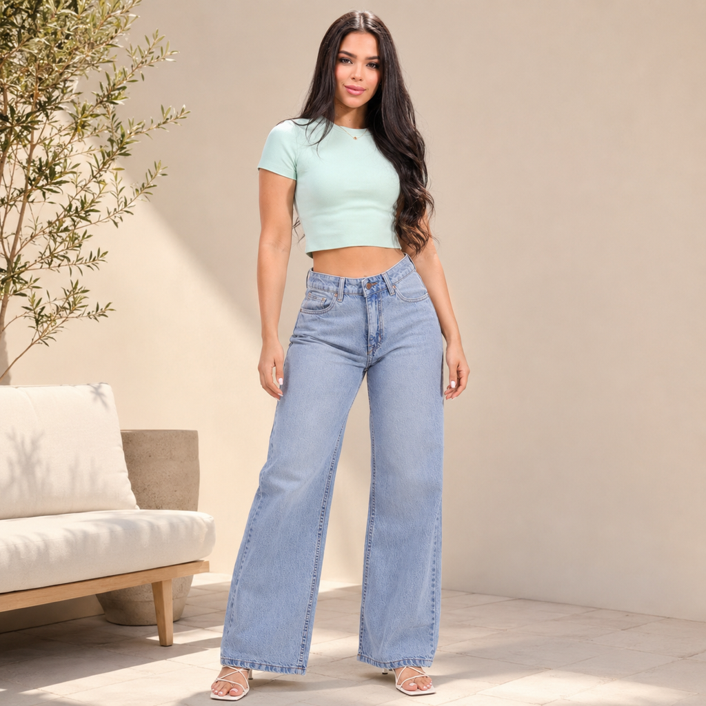 Jeans Wide Leg Azul Claro