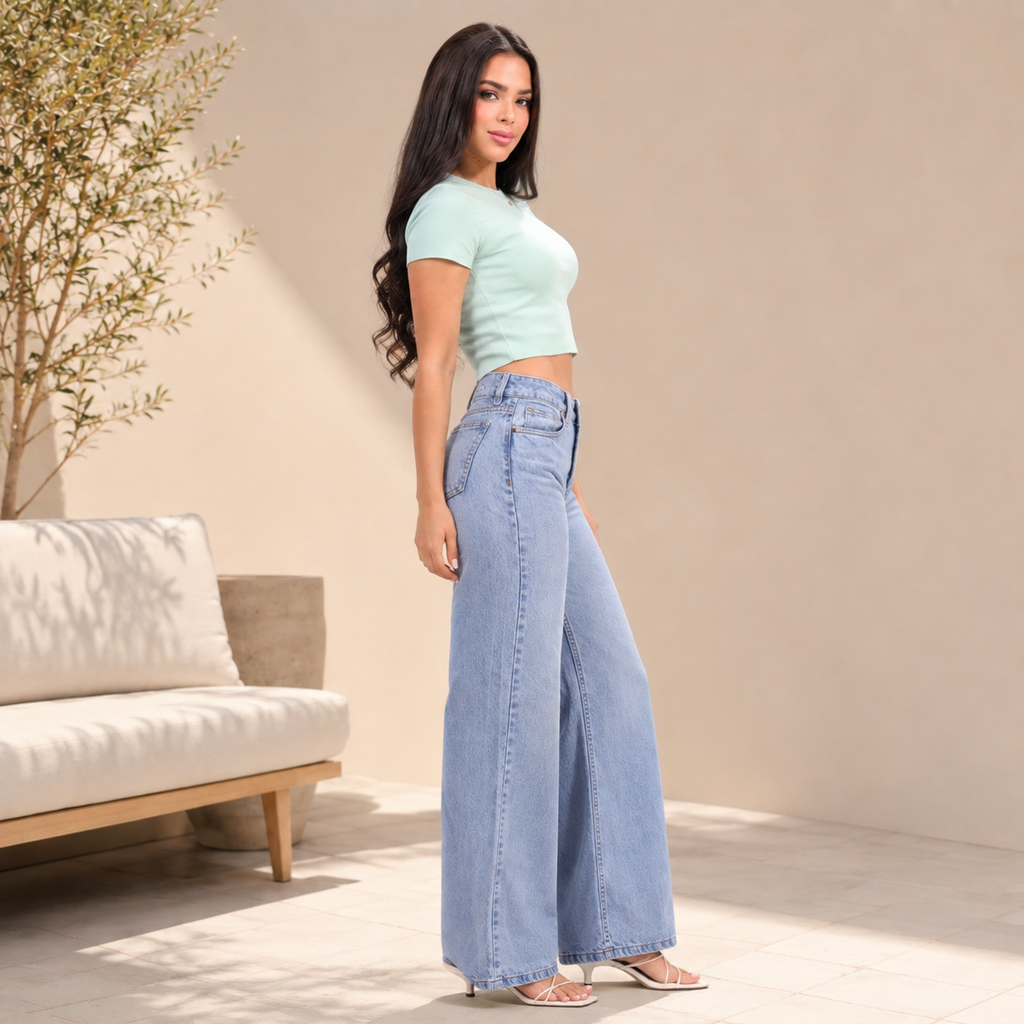 Jeans Wide Leg Azul Claro