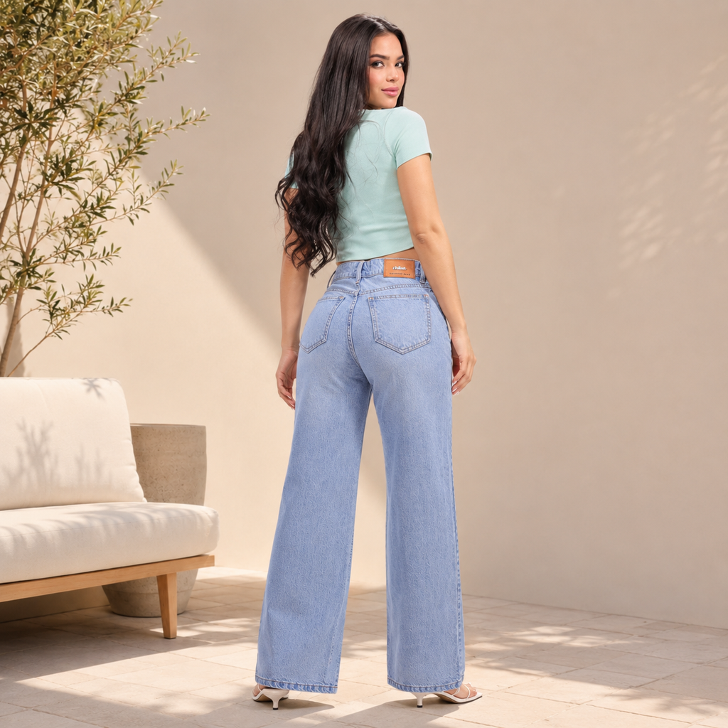 Jeans Wide Leg Azul Claro