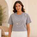 Blusa Gris con Perlas