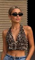 Leopard Print Halter Crop Top