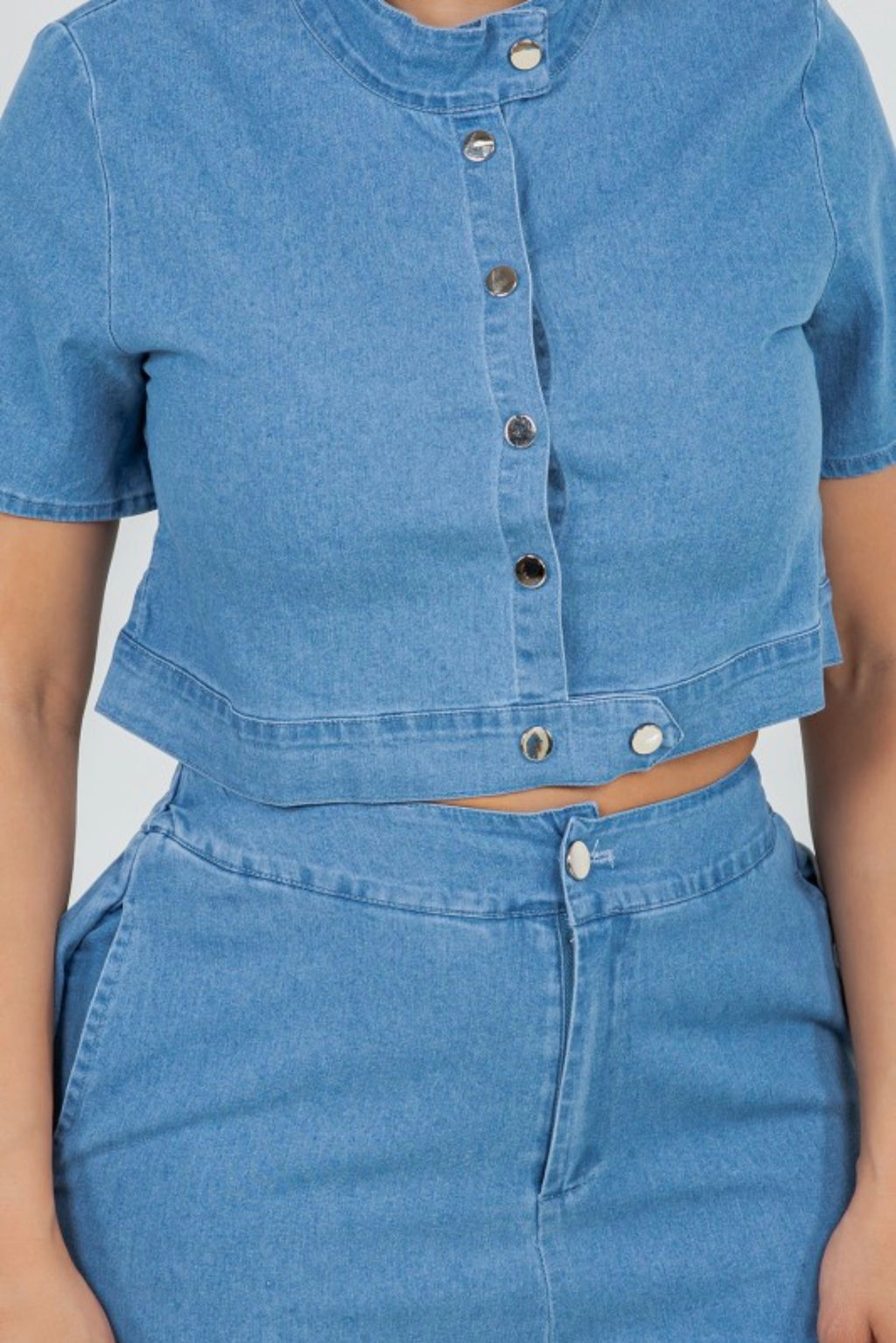 Light Blue Denim Two-Piece Set