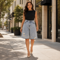 Jorts Iridiscentes Azul Claro con Rotos