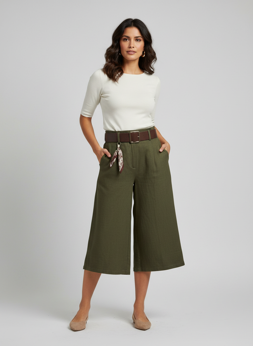 Pantalón Culotte Verde Olivo para mujer