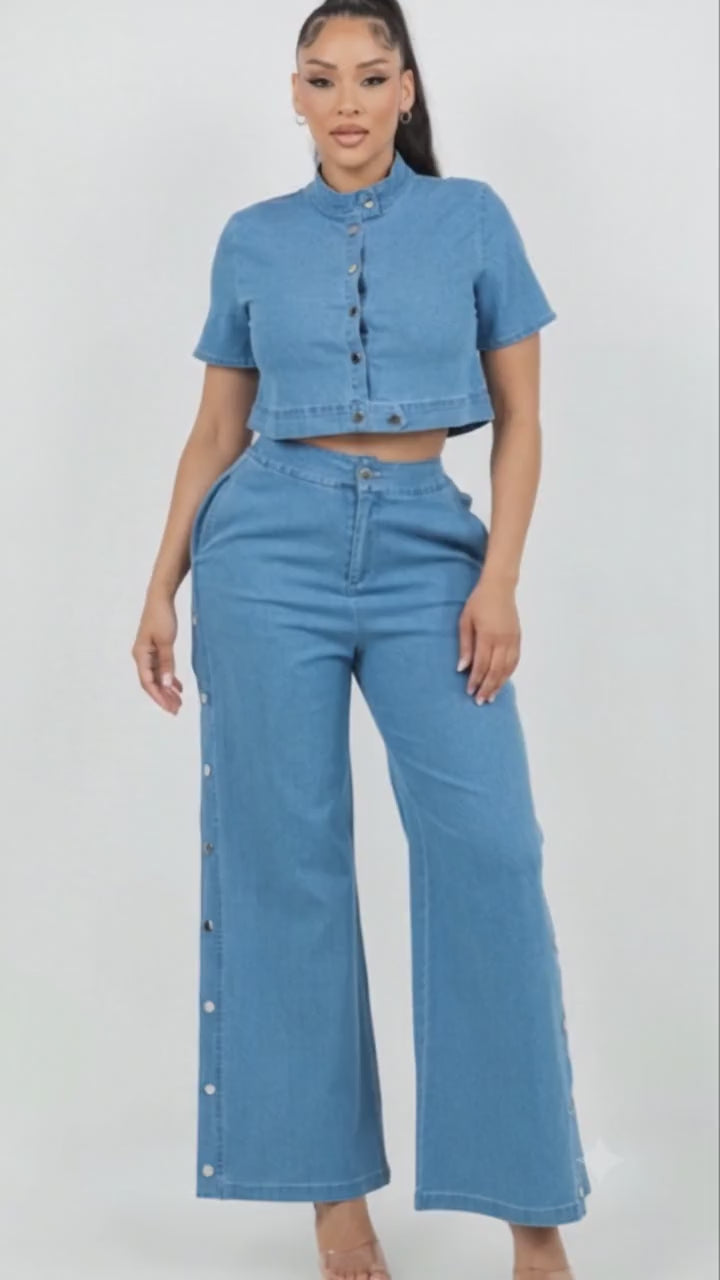 Light Blue Denim Two-Piece Set